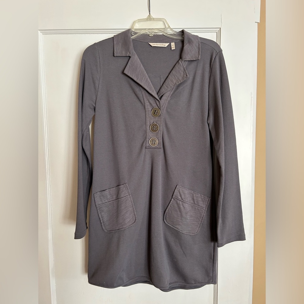 Soft Surroundings gray waffle knit tunic